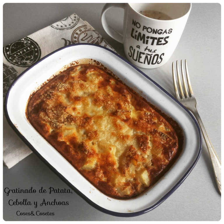 Gratinado de Patata, Cebolla y Anchoas