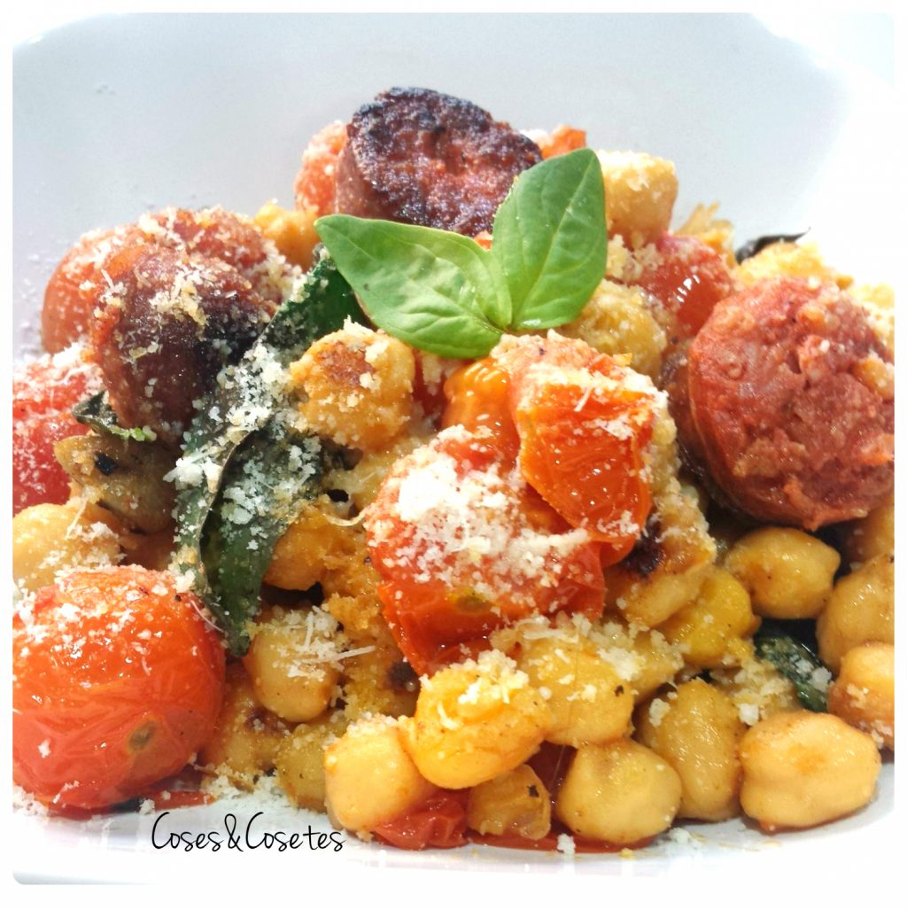 Salteado de Garbanzos, Albahaca y Chorizo/ Chickpeas, Basil Leaves and Chorizo